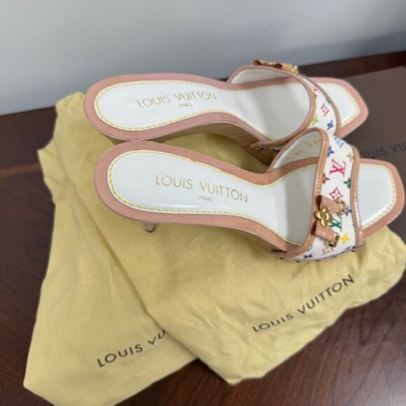 Louis Vuitton Takashi Murakami Monogram Multicolore Wood Platform Heels - Picture 1 of 7